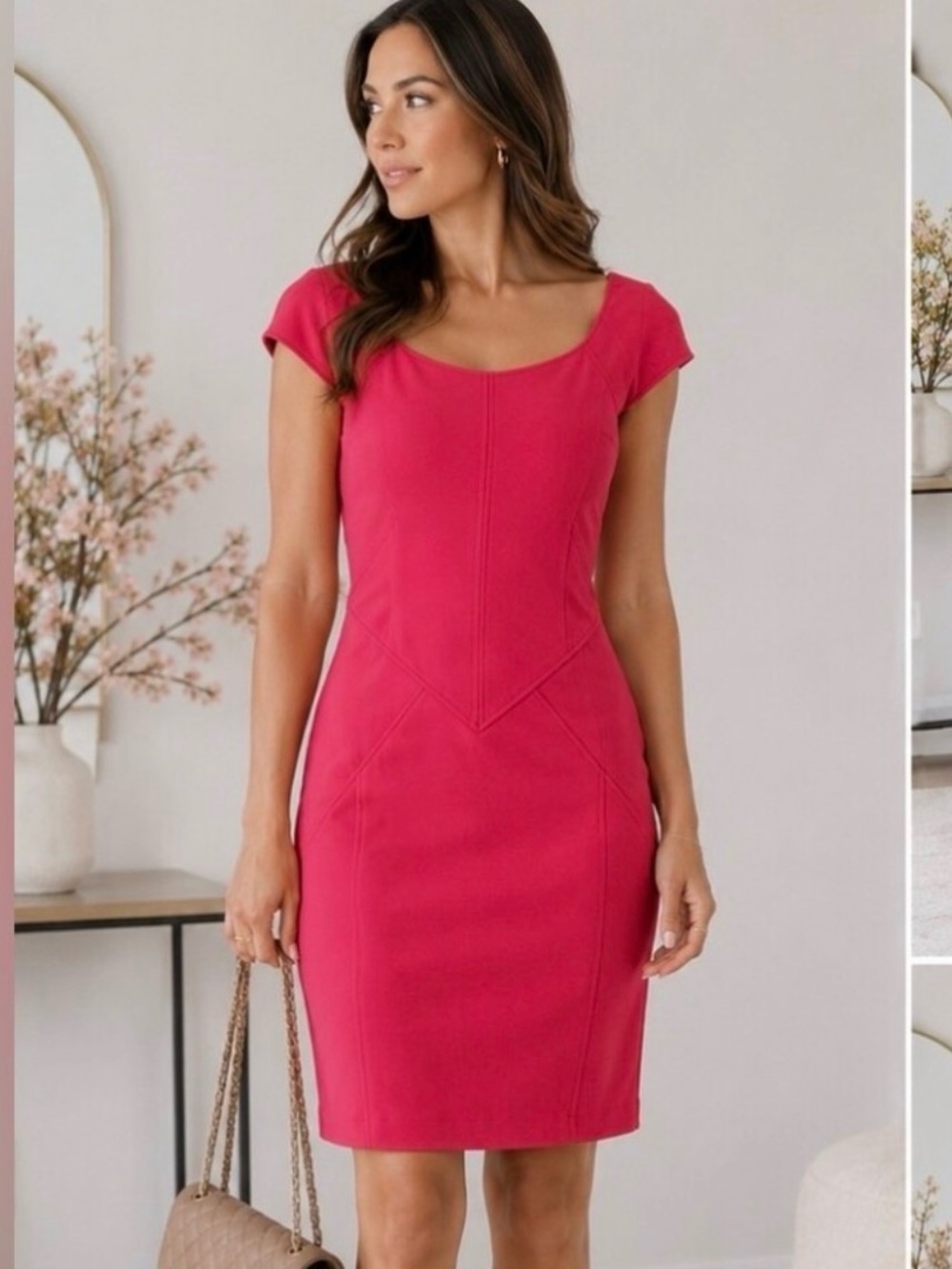 Diane Von Furstenberg Red Helen Cap Sleeve Sheath Quiet Luxury Office Dress 8